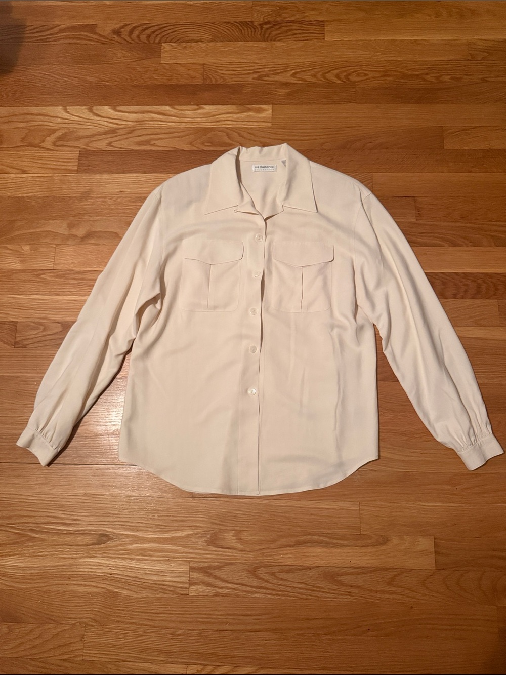 Liz Claiborne Cream Button-Front Long-Sleeve Shirt